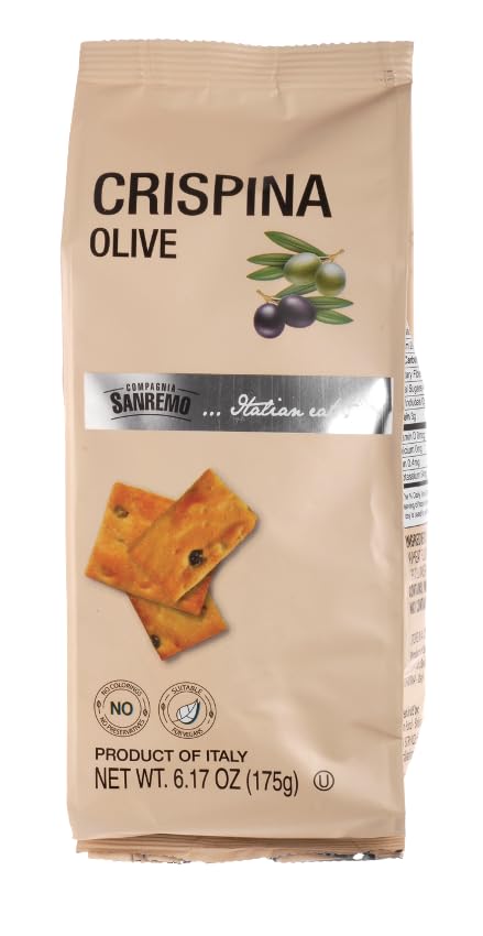 Compagnia Sanremo Cripsina with Olive 6.17 oz, Pack of 2, Product of Italy, Crunchy Gourmet Snack, Perfect with Cheese, Versatile & Delicious
