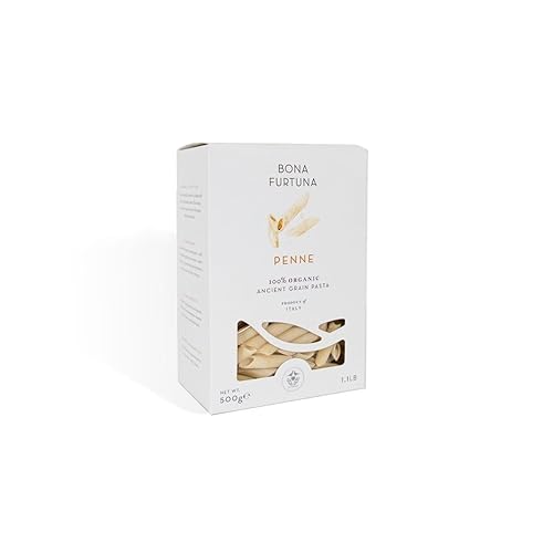 Bona Furtuna Organic Penne Ancient Grain Pasta Made in Italy, Bronze Die Cut Artisanal Penne Pasta, 17.6 oz