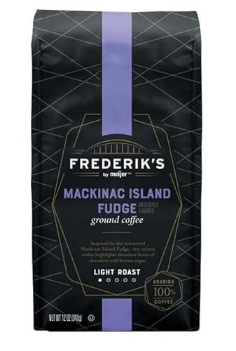 Frederik's Mackinac Island Fudge Ground Coffee 12 oz Resealable Bag 100% Arabica Beans Light Roast