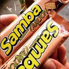 SAMBA CARLTON AVELLANA, 2 PACKS. Galleta Cubierta de Chocolate Rellena de Avellana/Chocolate covered wafer cookie filled with hazelnuts, 2 PACKS of 20