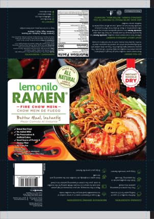 Lemonilo Ramen - Fire Chow Mein - Healthy Instant Ramen - Made with All-Natural Ingredients - Quick Meal Kit (2.99 Oz) - Single Pack