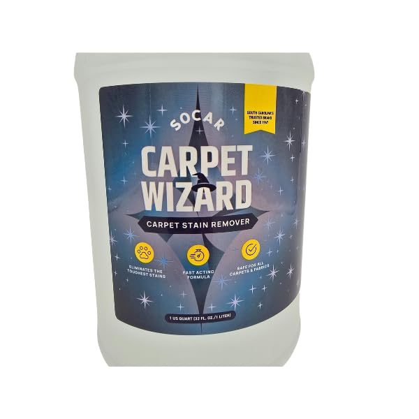 SOCAR Carpet Wizard Carpet Stain Remover, Fast Acting Liquid Formula, Safe for Pets and Kids, Removes Organic Stains