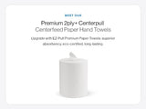 EZ-Pull Premium 2ply+ Centerpull Centerfeed Paper Hand Towels, FSC certified white, 6 rolls x 600 sheets, P2C600