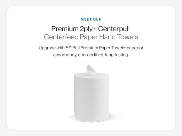 EZ-Pull Premium 2ply+ Centerpull Centerfeed Paper Hand Towels, FSC certified white, 6 rolls x 600 sheets, P2C600