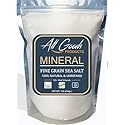All Goods Sea Salt - Fine Grain, 16 oz, 100% Natural, Hand-Harvested, Rich in Essential Minerals, 30% Less Sodium, Kosher, Unrefined.