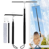 Toncoke 2 in 1 Window Squeegee, Shower Squeegee Window Cleaning Kit with Extension Pole Long Handle Squeegee for Shower Glass Floor Bathroom Home
