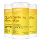 Amazon Basics Disinfecting Wipes, Lemon Scent, for Sanitizing, Cleaning & Deodorizing, 255 Count (3 Packs of 85), Packaging May Vary