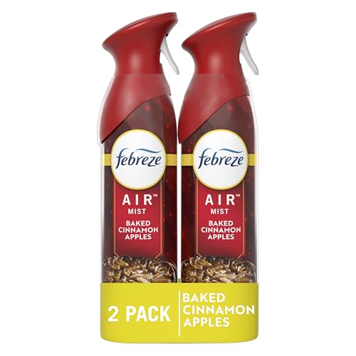 Febreze Air Mist Air Freshener Spray, Odor-Fighting Room Spray, Air Fresheners for Home and Bathroom and Kitchen, Aerosol Can, Baked Cinnamon Apples