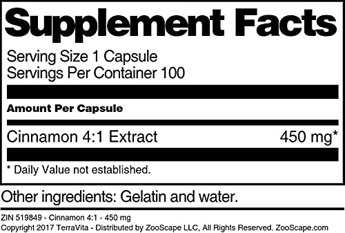 Cinnamon 4:1-450 mg (100 Capsules, ZIN: 519849) - 3 Pack