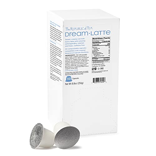 The Republic of Tea - Dream Latte Herbal Tea Latte Capsule-Compatible Recyclable Pods, 50 count, Caffeine Free