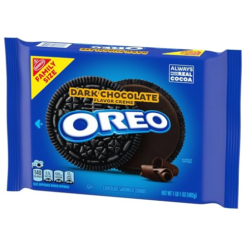 OREO Dark Chocolate Crème Chocolate Sandwich Cookies, Family Size, 17 oz
