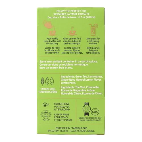 Wissotzky Tea Green Tea with Ginger & Lemongrass - 20 Tea Bags