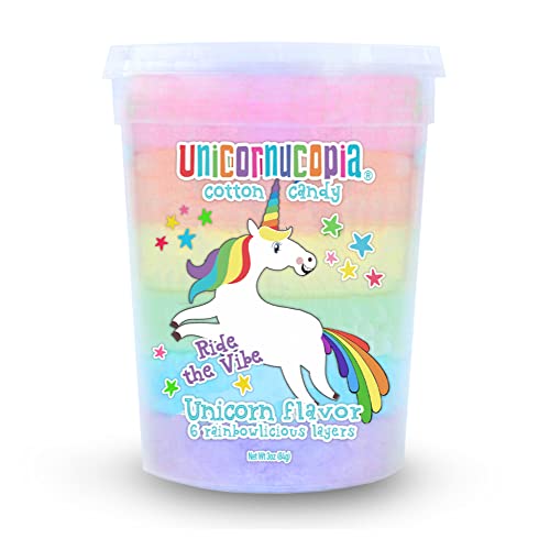 Unicornucopia Cotton Candy 3oz - 6 Flavor Rainbow Cotton Candy - Unicorn Birthday Party Favors Candy for Party Bags - Individual Cotton Candy Favors