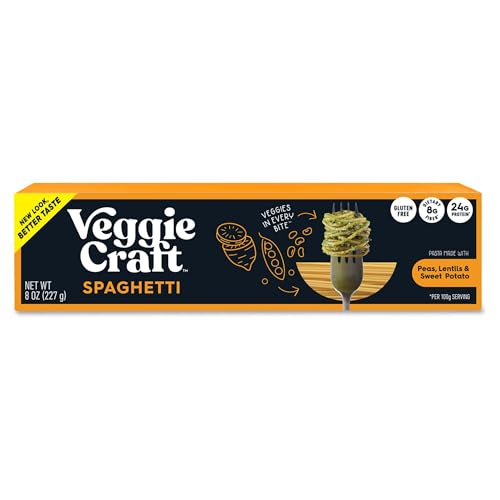 Veggiecraft Farms Spaghetti - NEW BETTER TASTE - Gluten Free Pasta, Thin Spaghetti Noodles, Plant Based Protein Spaghetti w/Lentil, Pea & Sweet