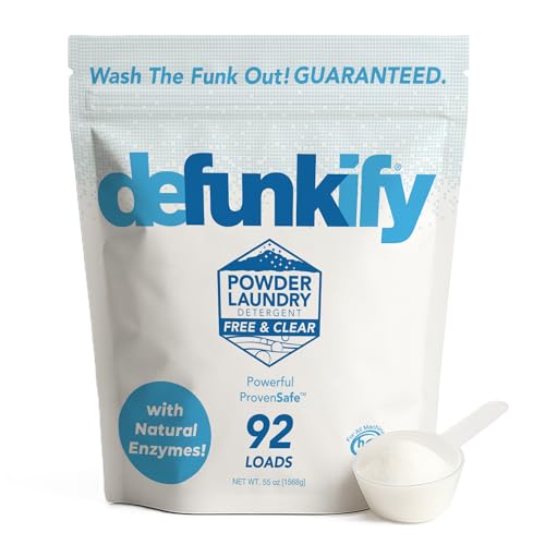 Laundry Detergent, 92 Load. Unscented Enzyme Cleaner Laundry Detergent Powder. Activewear, Outdoor Gear Cleaning Supplies w/Odor Eliminator, Stain