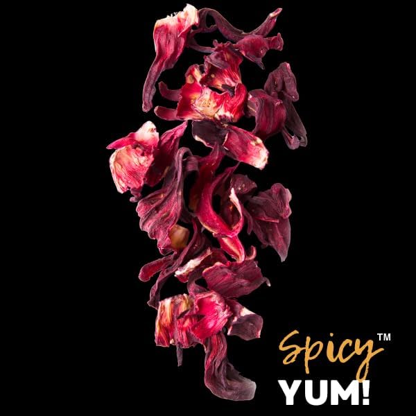 Spicy Yum! Whole Hibiscus Flowers - 2 lbs Jar with Handle | Dried Roselle (Zobo/Flor de Jamaica/Sorrel) for Tea & Cooking | Non-GMO, No Additives