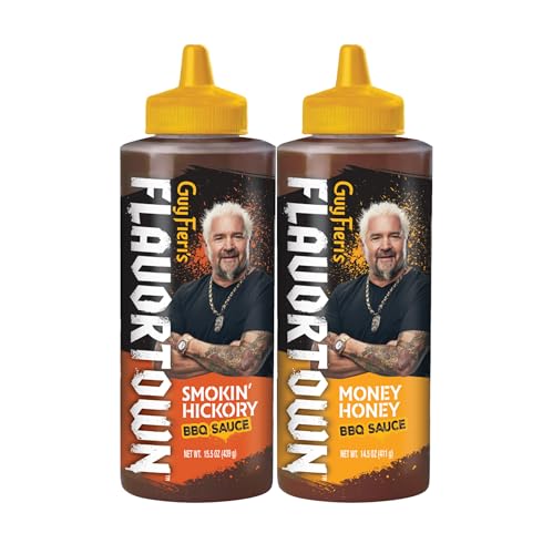 Guy Fieri's Flavortown BBQ Sauce Variety Pack - Gluten-Free Honey BBQ Sauce, Smokey Barbecue Sauce Set, For Chicken Wings & Ribs - Smokin' Hickory