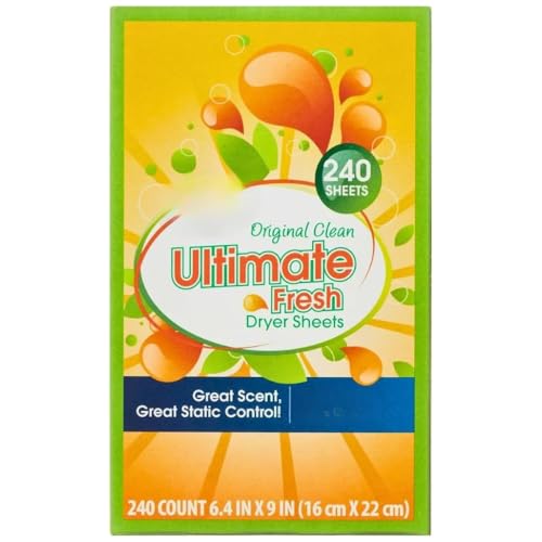 Ultimate Fresh Dryer Sheets, Original Clean Scent, Great Static Control, 240 Count, 6.4 x 9 In