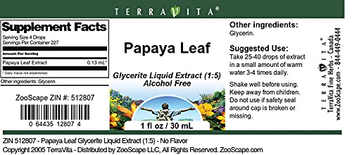 Papaya Leaf Glycerite Liquid Extract (1:5) - No Flavor (1 oz, ZIN: 512807)