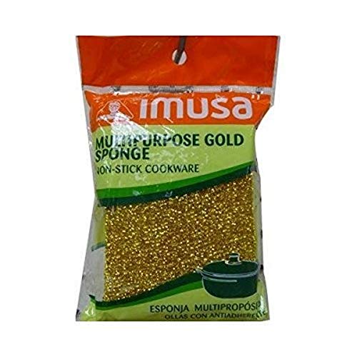 IMUSA USA B600-2123CLIP Gold Multipurpose Fiber Sponge