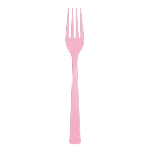 Lovely Pink Solid Plastic Forks (18ct) - Durable & Elegant Party Cutlery - Perfect For Parties, Picnics & Every Occasion