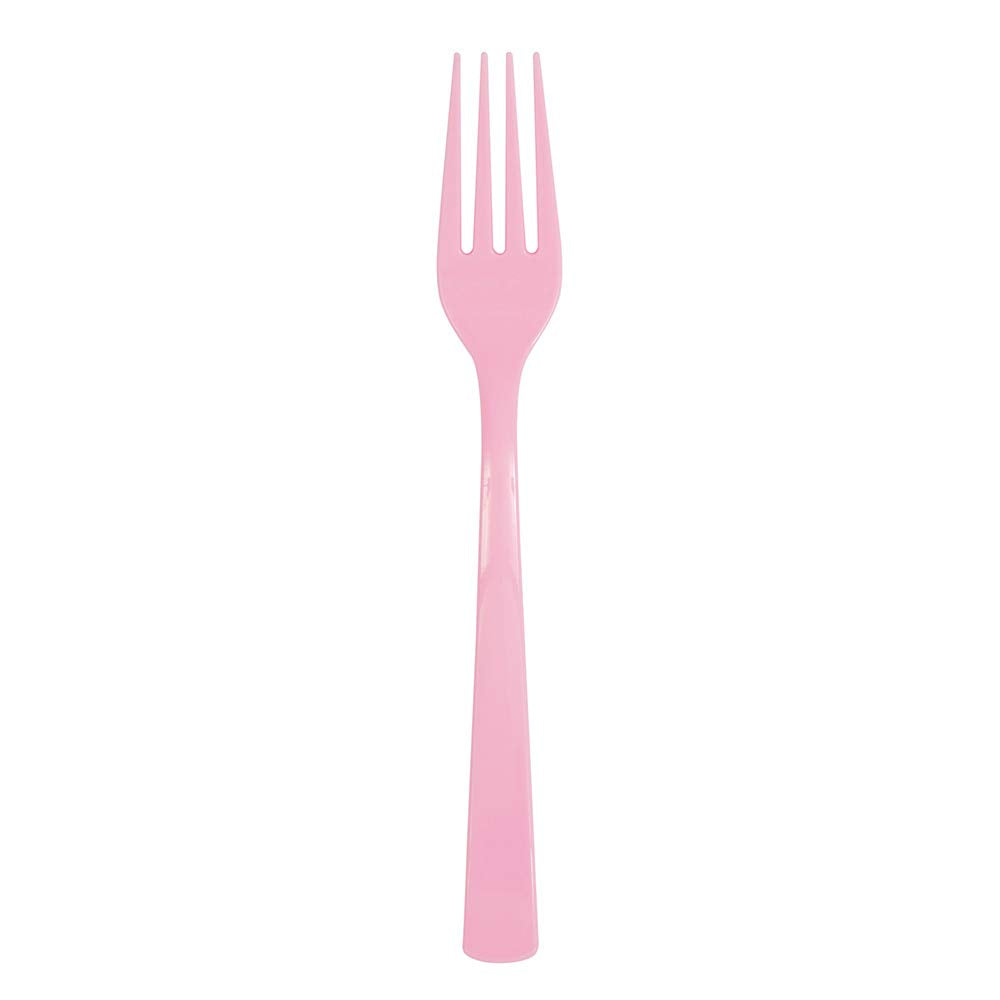 Lovely Pink Solid Plastic Forks (18ct) - Durable & Elegant Party Cutlery - Perfect For Parties, Picnics & Every Occasion