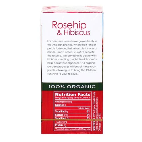 Garden of the Andes 100% Organic Herbal Tea, Rosehip and Hibiscus, 20-Count