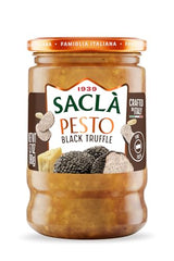 SACLA Pesto with Black Truffle | Italian Pesto Sauce with Real Truffle & Cheese | 6.7 oz Glass Jar | Gourmet Non-GMO Paste | Imported from Italy