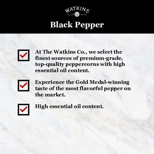 Watkins Organic Black Peppercorn Grinder, 2.6 Ounce