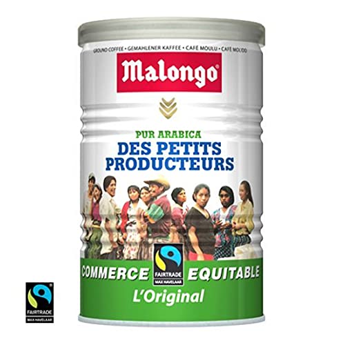 Malongo Des Petits Producteurs Coffee. Fairtrade, Medium Roast Arabica Coffee In A Vacuum Sealed Can with 8.8 Oz. Of Ground Coffee