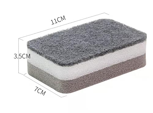 5 Pcs Heavy Duty Scrub Sponges,Dual-Sided Dishwashing Sponge for Kitchen,Multi-Use Deep Cleaning Scrub Sponge (Grey White)