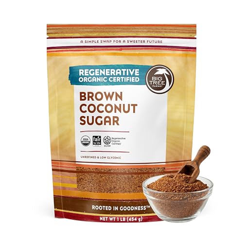 Big Tree Farms Organic Brown Coconut Sugar - Coconut Palm Sugar, Unrefined, Fine Crystals, Cane Sugar Replacement, Coconut Blossom Nectar, Vegan