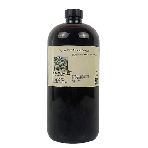 Organic Almond Extract - Rich Nutty Flavor for Cakes - Cookies - Frosting - PG Free - Non-GMO - Gluten Free - Kosher - Vegan - 32 ounces