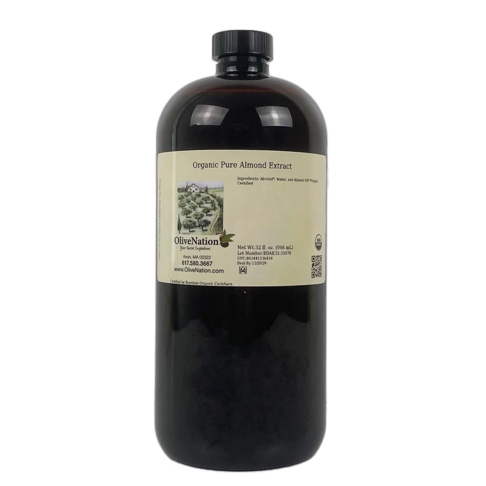 Organic Almond Extract - Rich Nutty Flavor for Cakes - Cookies - Frosting - PG Free - Non-GMO - Gluten Free - Kosher - Vegan - 32 ounces