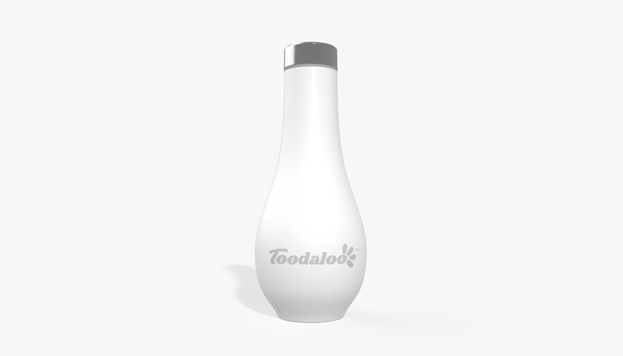 Toodaloo High Pressure Toilet Cleaning Spray Bottle, Soft Silicone, White with Chrome Lid, Easy to Clean, Remove Skid Marks, Diarrhea Overspray, or