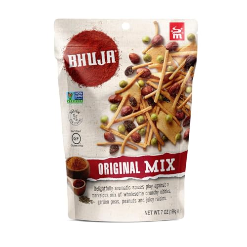 Bhuja Majans Original Mix Snack Mix, 7 oz | Peanuts, Garden Peas & Raisins | Non-GMO, Gluten Free, Vegan Friendly | 5g Protein per Serving | No Added