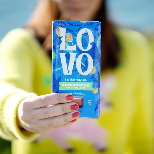 LOVO Coconutmilk Chocolate, 100% Plant-based, Vegan, Non GMO, Gluten-Free, Swiss Made. 2.82 oz (Pack of 12)
