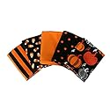 5 Fat Quarters - Halloween Bundle Pumpkins Stripes Solids Candy Corn Polka Dot Quality Cotton Fat Quarter Bundle M223.19