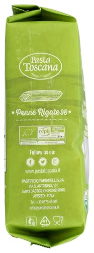 Pasta Toscana Organic Penne Rigate 1 lbs 2/Pack Imported from Italy Made with Wheat from Toscany
