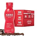 Iconic Protein Drinks, Café Latte (12 Pack) - Sugar Free & Low Carb - 20g Protein + 100mg Caffeine - Lactose Free, Gluten Free - Keto Friendly Protein