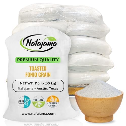 Nafajama Premium Gluten-Free Toasted Fonio Grain | Ancient African Super- grain| All-Natural, Non-GMO, Vegan, High-Fiber Superfood (1 Pallet (20 Bags, 110 lb / 50 kg each)