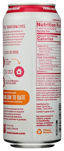 Clean Cause Organic Strawberry Lemonade Sparkling Yerba Mate, 16 Fl Oz