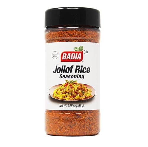 Badia Jollof Rice Seasoning, 5.75 oz - African Blend of Tomato, Peppers, Onion & Spices, Bold Savory Flavor, Gluten Free