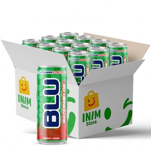 BLU Watermelon Energy Drink, 12 Pack Slim Cans, 8.4 fl oz (250 mL) Each