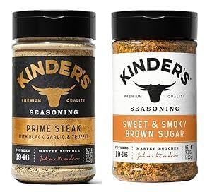 Prime Steak with Black Garlic and Truffle Seasoning, 7.9 oz, kinders And Sweet & Smoky Brown Sugar Seasoning, 9.3 oz, kinders