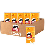 Pringles Potato Crisps Chips, Lunch Snacks, Office and Kids Snacks, Grab N' Go, Cheddar Cheese (12 Cans)