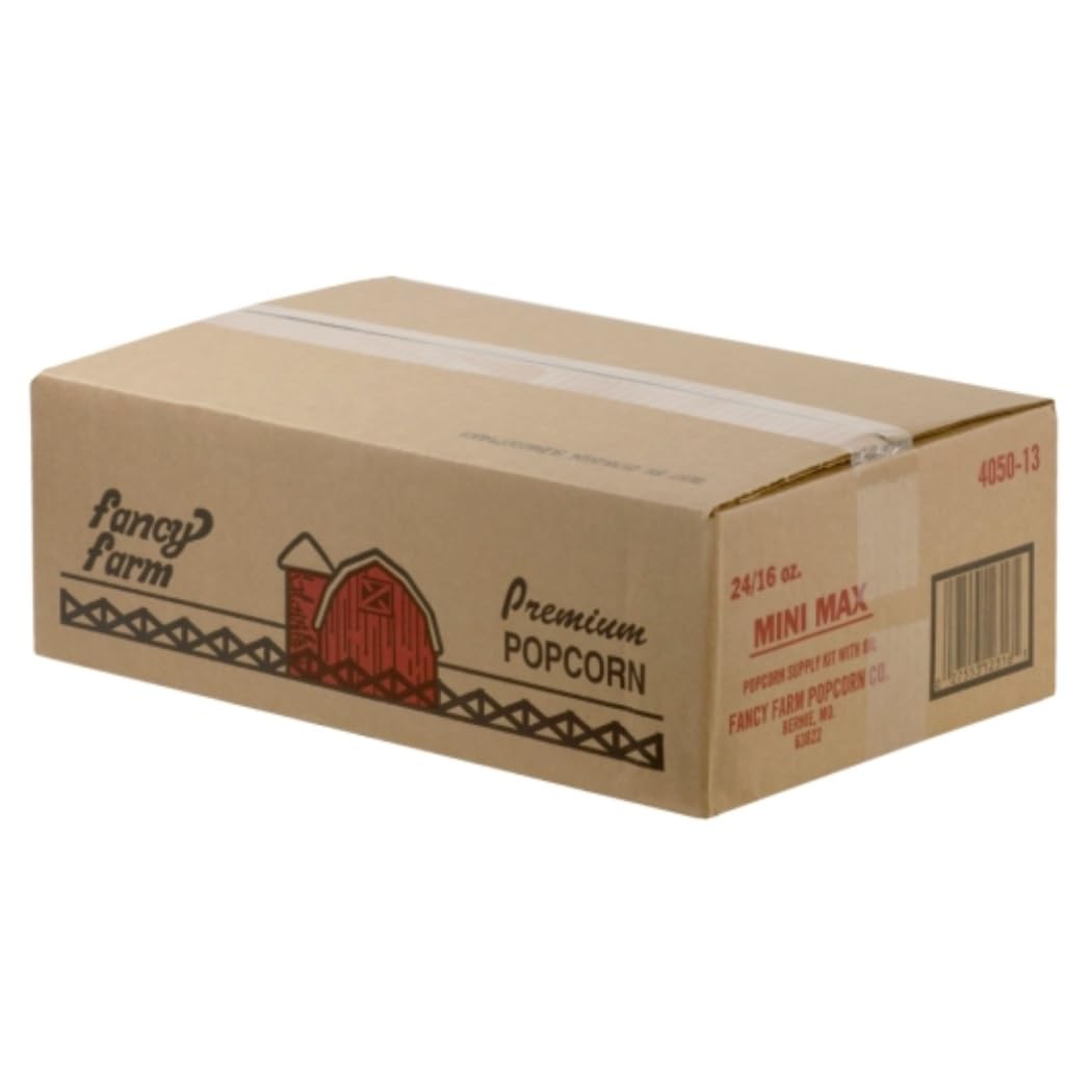 Popcorn, Indiana Fancy Farms Mini-Max Kit - 24 Count Pre-Portioned Movie Theater Style Popcorn Kits, 16 oz Each