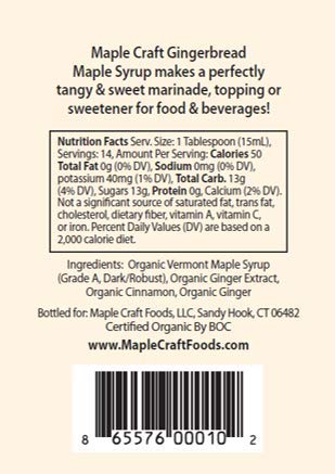 Maple Craft Foods, Gingerbread Vermont Maple Syrup (Organic)
