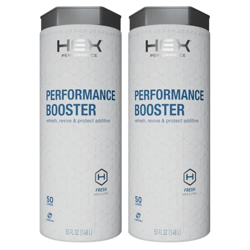 HEX Performance Fabric Booster, Fresh Scent, 100 Loads (Pack of 2) - Activewear Fabric Conditioner Alternative for Softness, Stretch & Odor Control