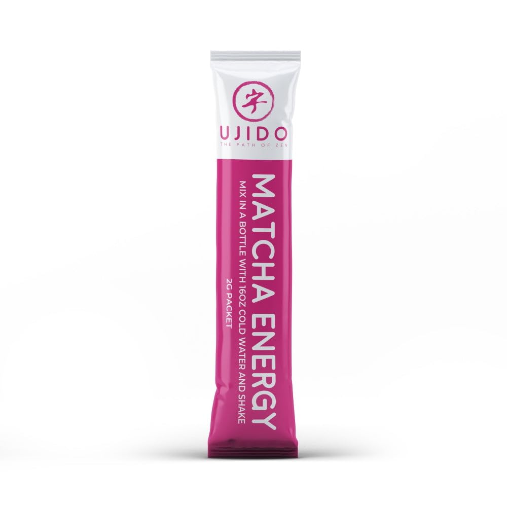 Ujido Matcha Energy Packets, Lemon Flavor, Sugar-Free, Monkfruit, Non-GMO, Antioxidant, Keto & Vegan, 2g x 15 Count